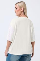 LIMITED COLLECTION Plus Size White Sequin Sleeve T-Shirt | Yours Clothing 2