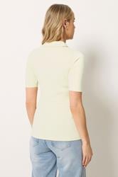 LTS Tall Women's Yellow Half Zip Ribbed Cotton Collared Top | Long Tall Sally 4