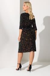 YOURS LONDON Plus Size Black Multicoloured Sequin Velvet Midi Dress | Yours Clothing 4