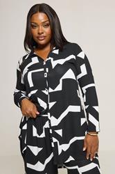 YOURS Plus Size Black & White Abstract Shirt | Yours Clothing 1