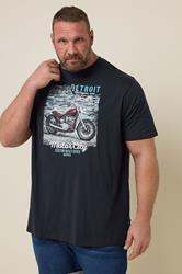 D555 Big & Tall Navy 'Detroit' Motorbike T-Shirt | BadRhino 1