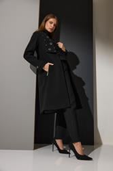 STAR Black Eyelet Collar Coat | StarByJM 3