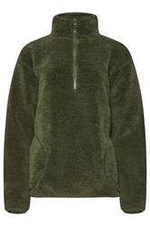 LTS Tall Khaki Green Half Zip Fleece Jacket