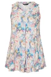 YOURS Plus Size Blue & Pink Floral Burnout Vest Top | Yours Clothing 5