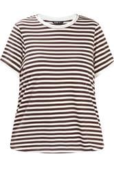 YOURS Curve Chocolate Brown Stripe Ringer T-Shirt