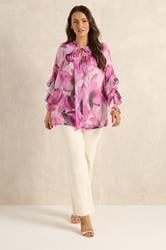 EVANS Plus Size Pink Petal Frill Occasion Blouse | Evans 1