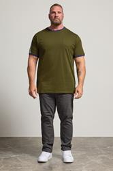 KAM Big & Tall Olive Green Ringer T-Shirt | BadRhino 1