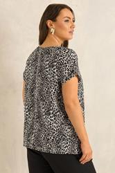 EVANS Plus Size Natural Leopard Print V Neck Cotton T-Shirt | Evans 4