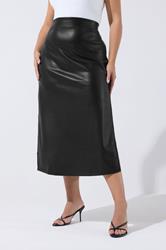 LIMITED COLLECTION Plus Size Black Faux Leather Maxi Skirt | Yours Clothing 3