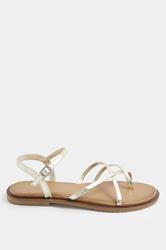 LTS Gold Cross Strap Sandals In a Standard Fit | Long Tall Sally 4