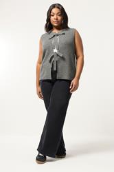 YOURS Plus Size Dark Grey Double Tie Knitted Vest Top | Yours Clothing 1