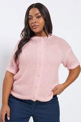 YOURS Plus Size Pink Short Sleeve Soft Touch Cardigan | Yours Clothing 3