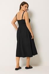 YOURS Plus Size Black Shirred Sundress | Yours Clothing 2