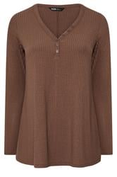 YOURS Curve Chocolate Brown Henley Swing Top