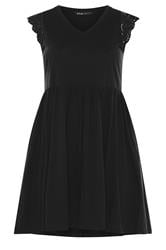 YOURS Curve Black Broderie Anglaise Peplum Dress