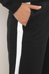 LTS Tall Black Ribbed Striped Wide Leg Joggers | Long Tall Sally 5
