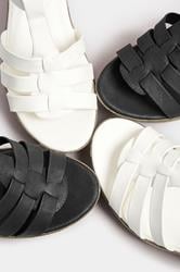 White Faux Leather T-Bar Wedge Sandals In Wide E Fit & Extra Wide EEE Fit | Yours Clothing 6