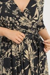 YOURS Plus Size Black Soft Touch Floral Wrap Dress | Yours Clothing 4