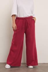 YOURS Plus Size Red Wide Leg Joggers | Yours Clothing 2
