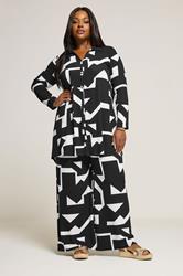 YOURS Plus Size Black & White Abstract Shirt | Yours Clothing 2