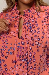YOURS Plus Size Orange Floral Tie Neck Blouse | Yours Clothing 4