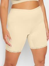 Nude Nude Lace Trim Anti Chafing High Waisted Shorts | Yours Clothing 3