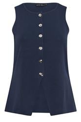 LIMITED COLLECTION Curve Navy Blue Compact Knitted Waistcoat