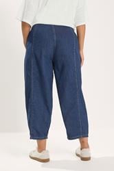 YOURS Plus Size Mid Blue Crop Barrel Jeans | Yours Clothing 2
