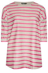 YOURS Plus Size Natural Brown & Pink Stripe Soft Touch Jumper | Yours Clothing 5