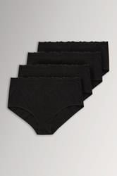 YOURSET 4 PACK Curve Black Lace Trim High Waisted Full Briefs