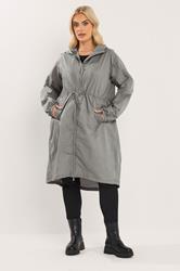 YOURS Plus Size Grey Lightweight Longline Parka Jacket | Yours Clothing 1