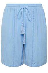 YOURS Plus Size Blue Scallop Trim Shorts | Yours Clothing 5