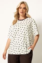 YOURS Plus Size White Spot Oversized T-Shirt | Yours Clothing 3