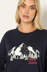 YOURS Plus Size Blue 'Sleep Season' Check Pyjama Gift Set | Yours Clothing 4