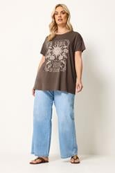 YOURS Plus Size Brown 'Le Soleil' Sun T-Shirt | Yours Clothing 1