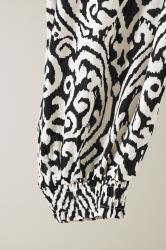 EVANS Plus Size Black Ikat Print Cuffed Harem Trousers | Evans 8