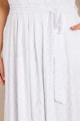 EVANS Plus Size White Broderie Wrap Midi Dress | Evans 4