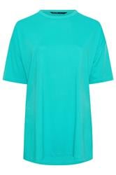 YOURS Curve Turquoise Blue Side Split Longline T-Shirt