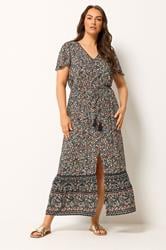 YOURS Plus Size Black Ditsy Floral Border Detail Dress | Yours Clothing 2