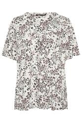 YOURS Curve White Leopard Print Pleat Front Top