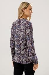 LTS Tall Purple Floral Tie Neck Pintuck Blouse | Long Tall Sally 2