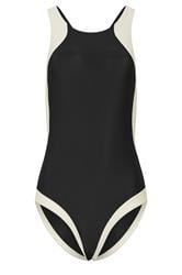 LTS Tall Women's Black & White Colourblock Sporty Swimsuit | Long Tall Sally 6