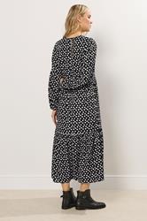LTS Tall Women's Black Polka Dot Print Tiered Smock Dress | Long Tall Sally 2