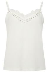 STAR White Stud Detail Lace Cami Top