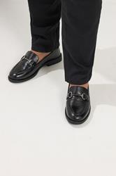 Black Metal Trim Loafers In Wide E Fit | Yours Clothing 3