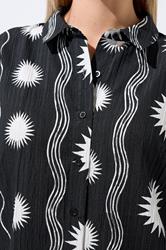 LIMITED COLLECTION Plus Size Black Sun Crinkle Shirt | Yours Clothing 4