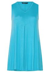 YOURS Plus Size Blue Pleat Front Vest Top | Yours Clothing 5
