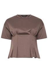 LIMITED COLLECTION Curve Mocha Brown Cinched Waist T-Shirt