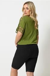 YOURS Plus Size Black Turn Up Denim Shorts | Yours Clothing 2