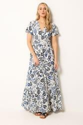 LTS Tall Women's Blue Floral Lace Detail Maxi Dress | Long Tall Sally 3